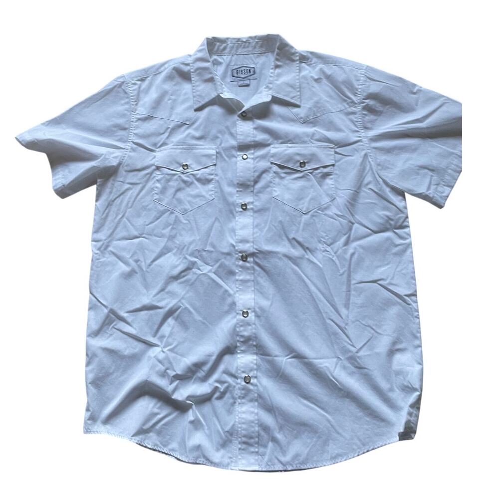 Western Snap button down shirt Size Large Cowboy Gibson Mens Rustic Rodeo Cowboy